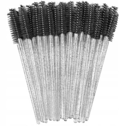 CLAVIER SZCZOTECZKI DO RZĘS I BRWI Spiralki brokat czarne 50 szt