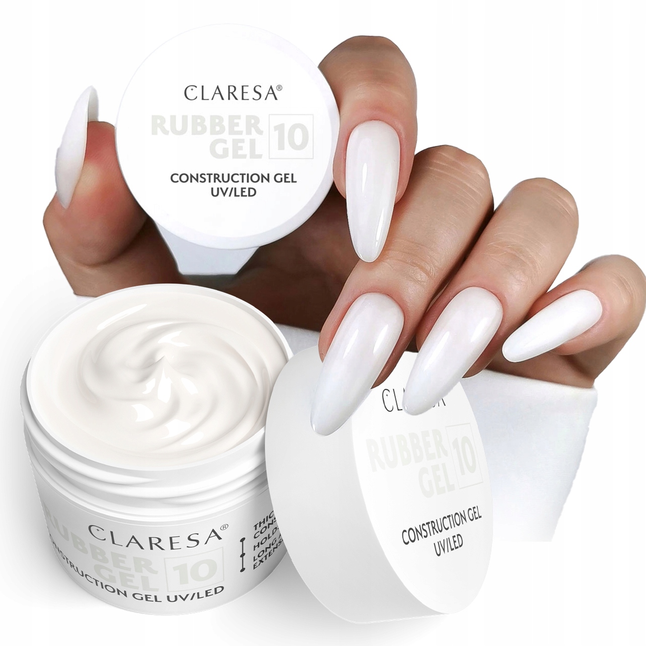 CLARESA RUBBER GEL Żel do budowania przedłużania paznokci builder 10 - 45g - obrazek 2