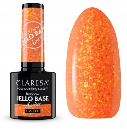 Claresa Baza Hybrydowa Rainbow Jello Base 5g AMBER POMARAŃCZOWY drobinki