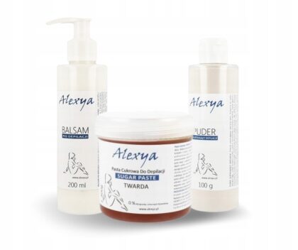 ALEXYA ZESTAW PASTA CUKROWA TWARDA, BALSAM, PUDER