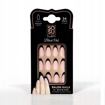 SOSU PREMIUM SZTUCZNE PAZNOKCIE BLACK OUT +KLEJ