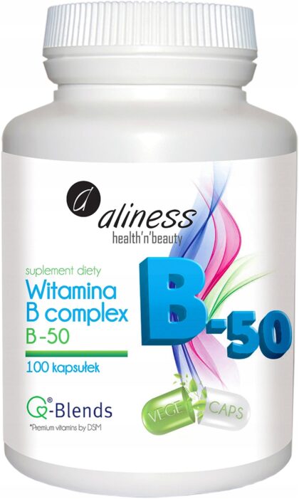 Aliness COMPLEX B-50 KOMPLEKS Witamina B1 B2 B3 B6 B12 Układ nerwowy Serce
