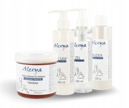 ALEXYA PASTA CUKROWA TWARDA, BALSAM, PUDER, ŻEL