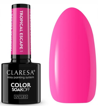 CLARESA LAKIER HYBRYDOWY UV/LED TROPICAL ESCAPE 1 - 5g RÓŻOWY NEON