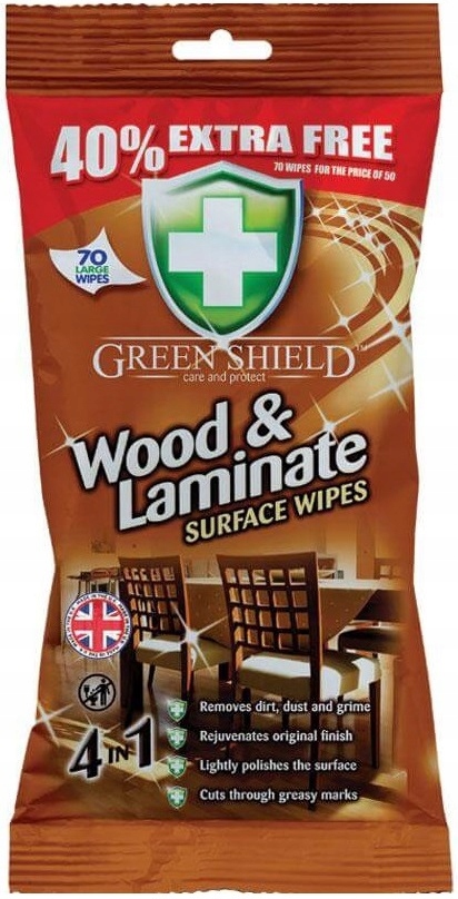 GREEN SHIELD Chusteczki do czyszczenia powierzchni drewnianych 70 szt/opak