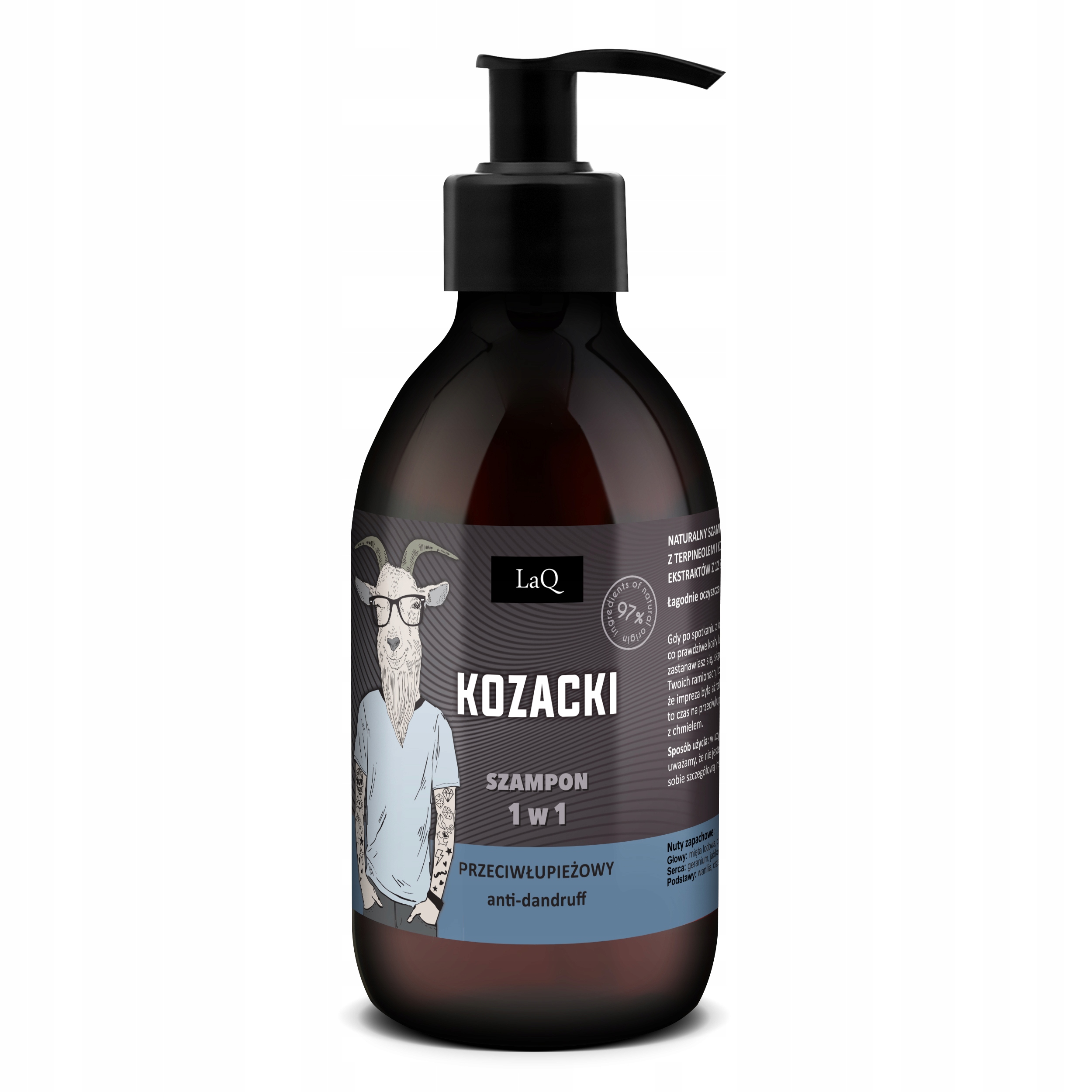 LAQ KOZIOŁ Z KLASĄ Kozacki szampon czarny mat 1w1 300ml - obrazek 2