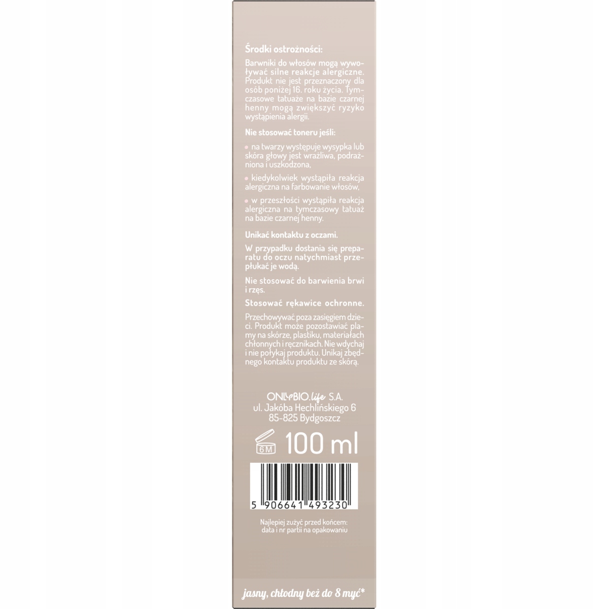 ONLYBIO Toner do włosów MARSHMALLOW BLONDE 100 ml BEŻOWO ŚMIETANKOWY odcień - obrazek 5