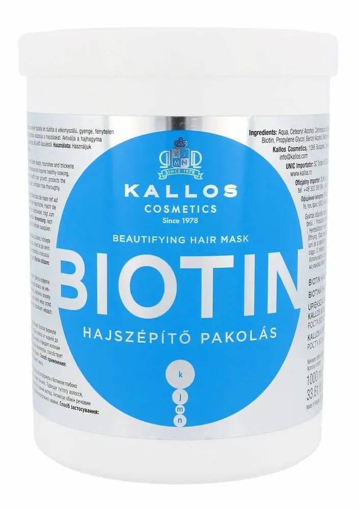 Kallos Biotin Maska do włosów słabych i pozbawionych blasku 1000ml - obrazek 2