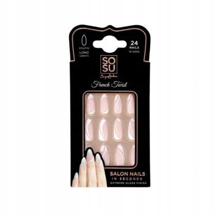 SOSU SZTUCZNE PAZNOKCIE FRENCH TWIST + KLEJ