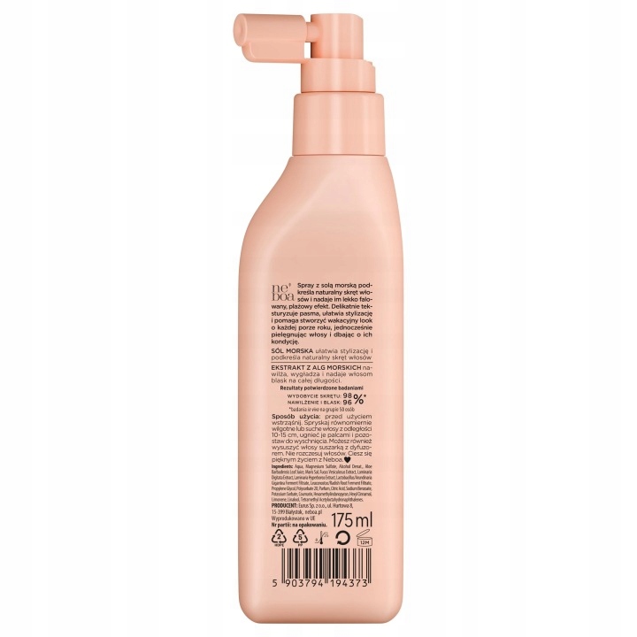 NEBOA WAVES LOOK Naturalny Spray z solą morską włosy podatne na skręt 175ml - obrazek 3