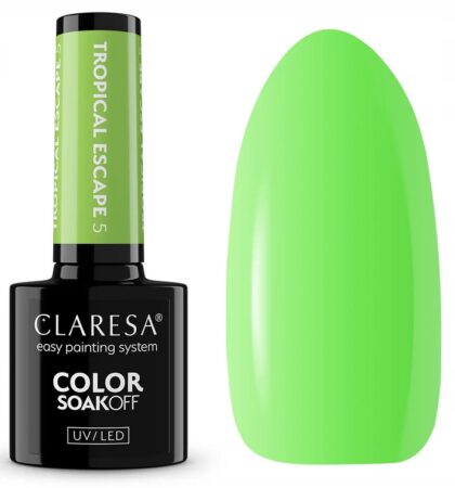 CLARESA LAKIER HYBRYDOWY UV/LED TROPICAL ESCAPE 5 - 5g NEONOWA LIMONKA