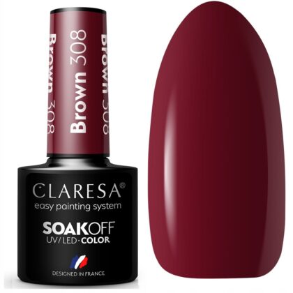 CLARESA LAKIER HYBRYDOWY UV/LED BROWN BRĄZOWY 308 5g