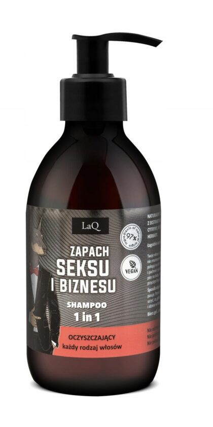 LAQ DOBERMAN MĘSKI SZAMPON DO WŁOSÓW 1W1 CZARNY BŁYSK 300ml