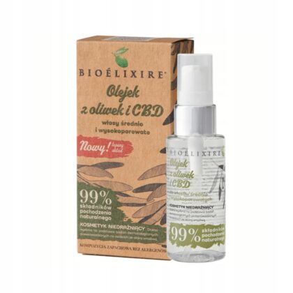 Bioelixire Olejek z Oliwek i CBD do włosów średnio i wysokoporowatych 50ml