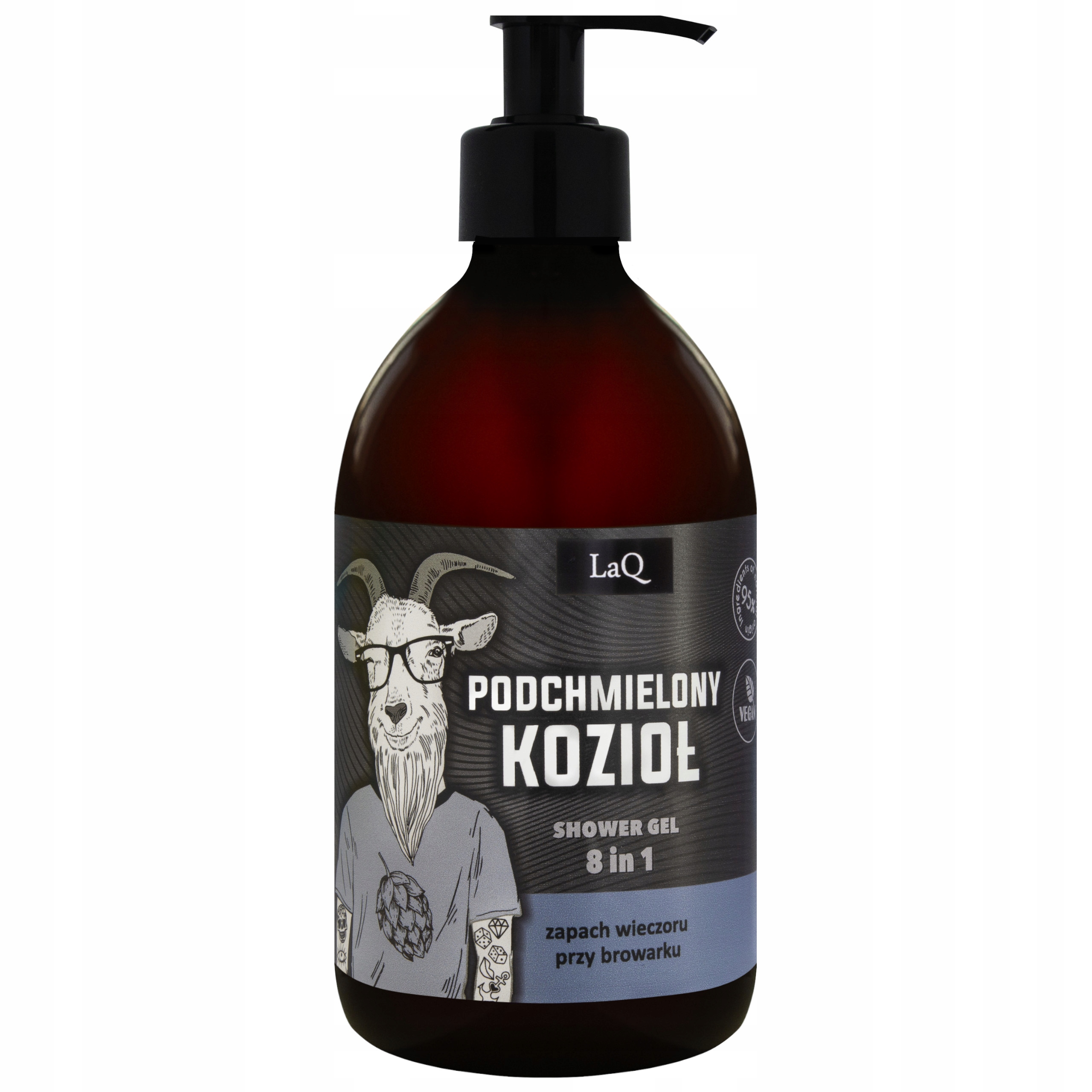LAQ PODCHMIELONY KOZIOŁ MĘSKI ŻEL POD PRYSZNIC 8W1 CZARNY MAT 500ML