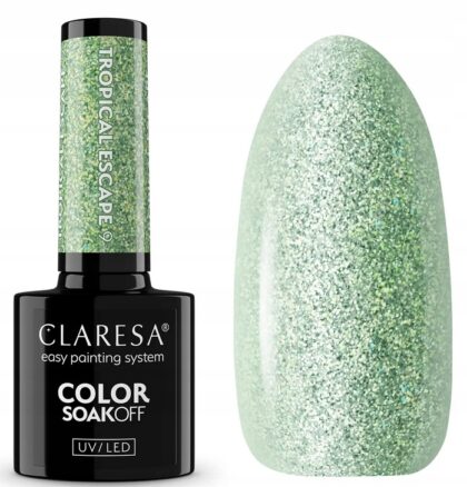 CLARESA LAKIER HYBRYDOWY UV/LED TROPICAL ESCAPE 9 - 5g SREBRZYSTA ZIELEŃ