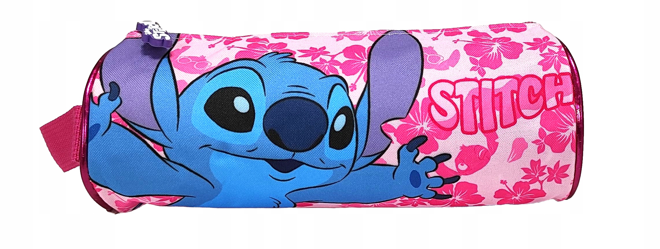 STITCH Różowy piórnik tuba z uchwytem kosmetyczka 22 x 8 cm