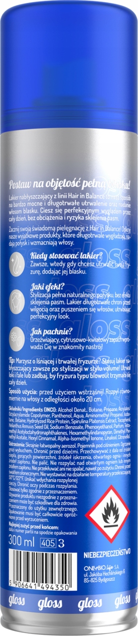 ONLYBIO VOLUME GLOSS LAKIER NABŁYSZCZAJĄCY BARDZO MOCNE UTRWALENIE 300ML - obrazek 2