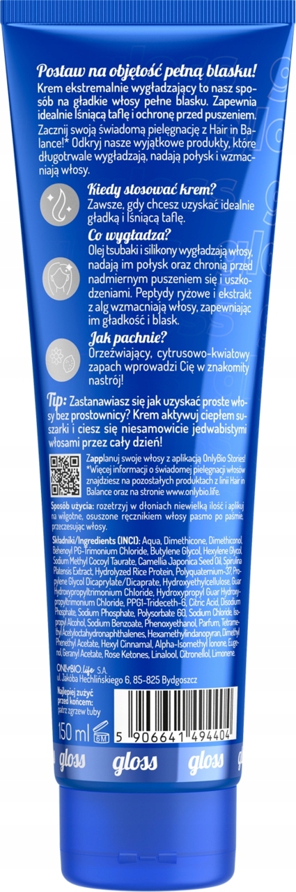 ONLYBIO VOLUME GLOSS KREM EKSTREMALNIE WYGŁADZAJĄCY 150ML - obrazek 2