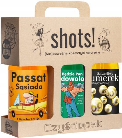 LAQ CZYŚCIOPAK Zestaw męski dla faceta żele pod prysznic 3x500ml Shots!