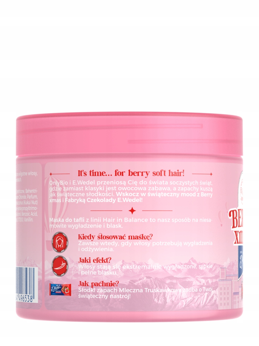 ONLYBIO BERRY XMAS MASKA DO WŁOSÓW ZAPACH CZEKOLADA TRUSKAWKOWA 200ML - obrazek 2