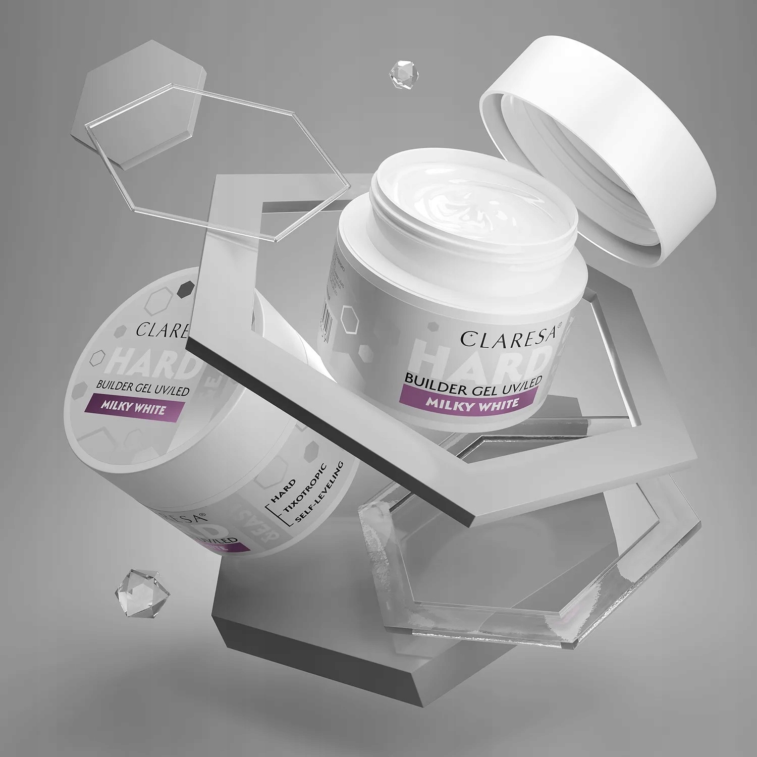 CLARESA ŻEL BUDUJĄCY HARD&EASY MILKY WHITE 12g - obrazek 4