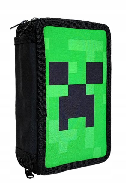 MINECRAFT Piórnik rozkładany potrójny 3 KOMOROWY Z WYPOSAŻENIEM
