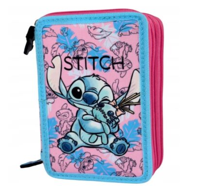 STITCH Piórnik rozkładany potrójny TRZYKOMOROWY Z WYPOSAŻENIEM