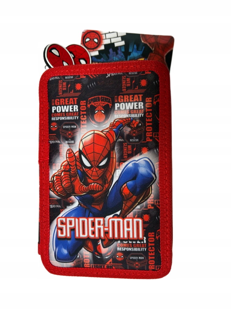 SPIDERMAN Piórnik 3 KOMOROWY rozkładany potrójny Z WYPOSAŻENIEM - obrazek 2