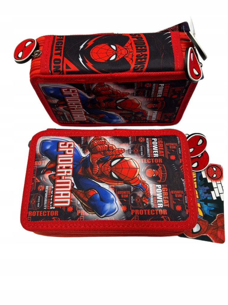 SPIDERMAN Piórnik 3 KOMOROWY rozkładany potrójny Z WYPOSAŻENIEM - obrazek 3