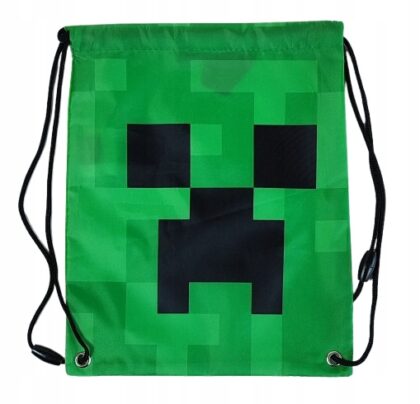 MINECRAFT Zielony worek szkolny , torba sportowa Minecraft Face 30 x 24 cm