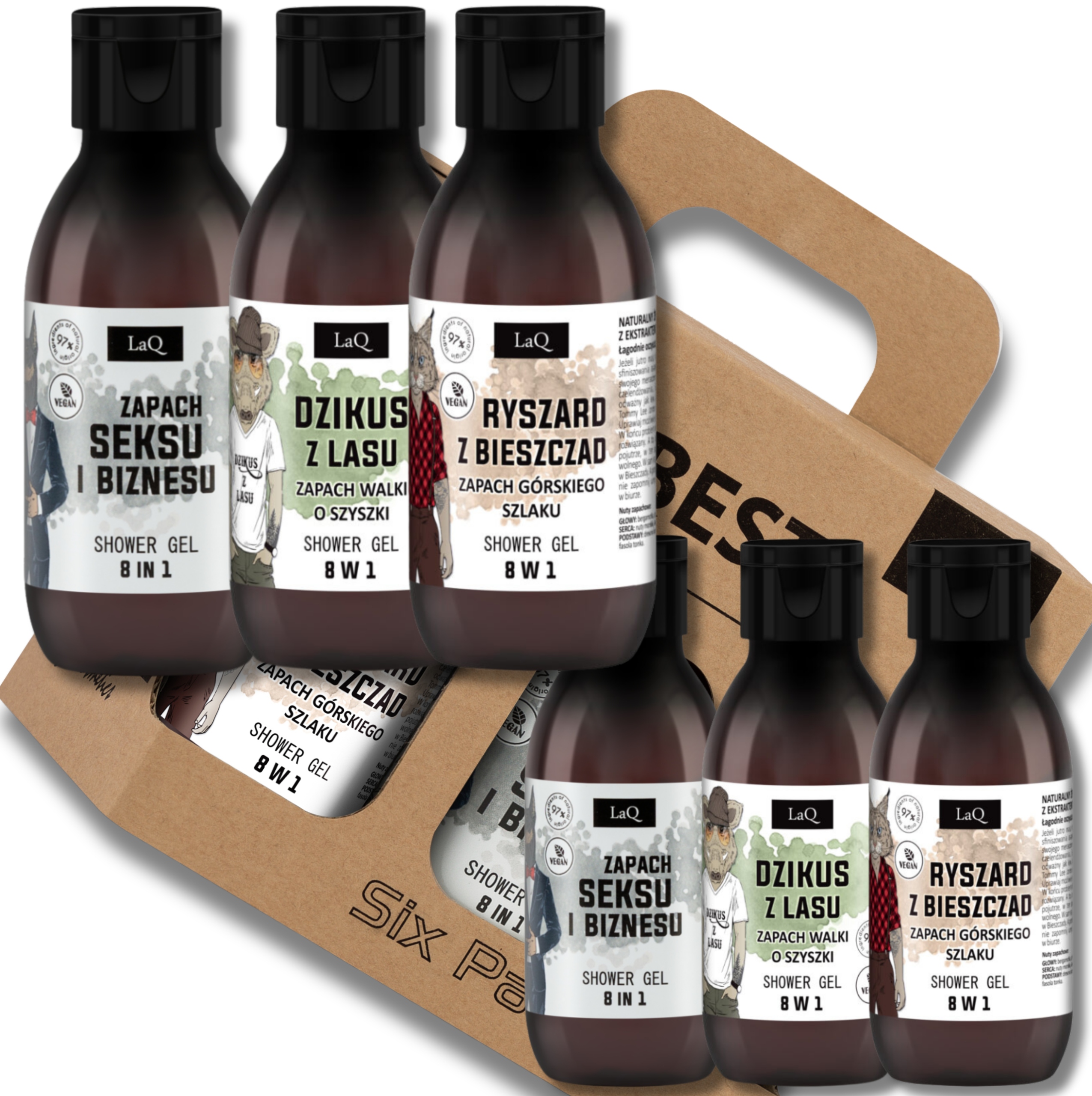 LAQ Czyściopak męski mini 6x100ml: 2x Doberman, 2x Ryszard, 2x Dzikus - obrazek 3