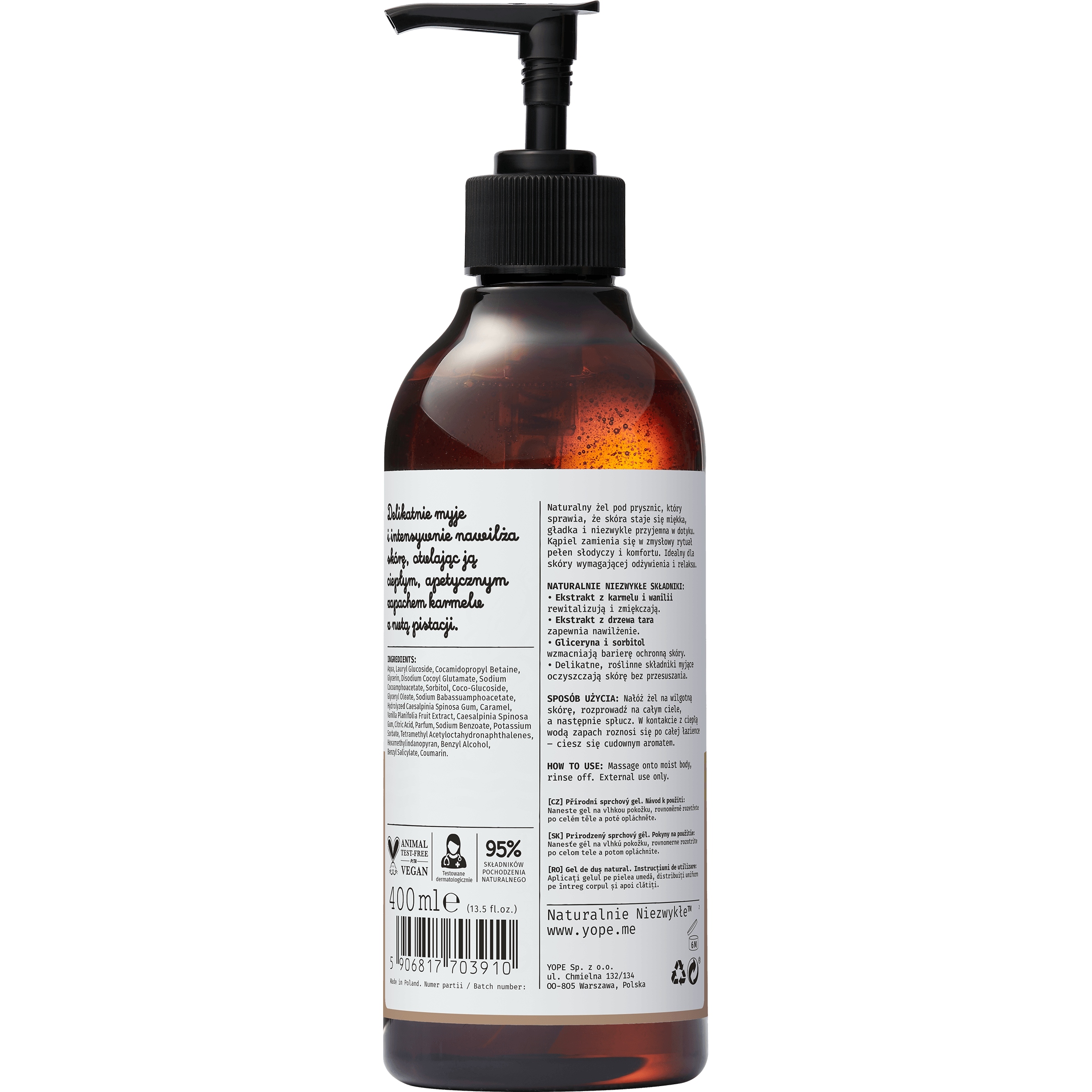 YOPE Naturalny żel pod prysznic Pistacja i Karmel 400 ml - obrazek 2