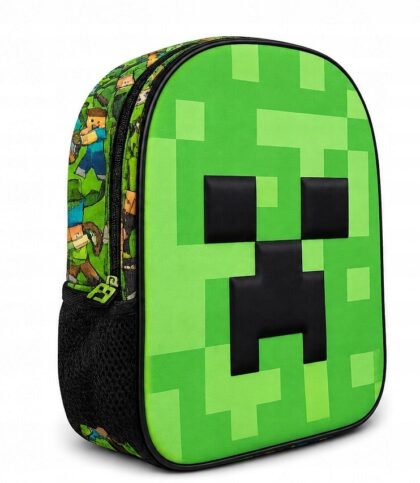 MINECRAFT PLECAK do przedszkola 3D ZIELONY FACE Creeper 33x28x8 cm