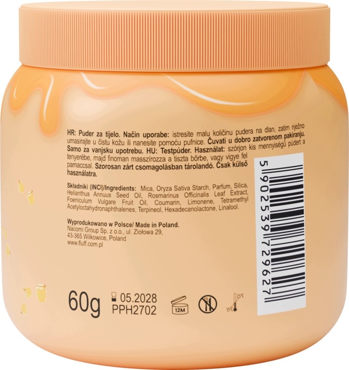 Fluff Blend & Scent Puder do ciała, Peach & Honey Jam 60 g - obrazek 2