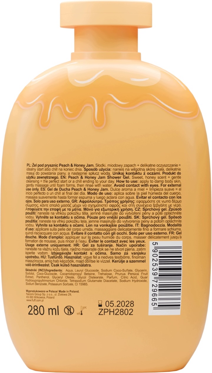 Fluff Blend & Scent Żel pod prysznic, Peach & Honey Jam 280 ml - obrazek 2