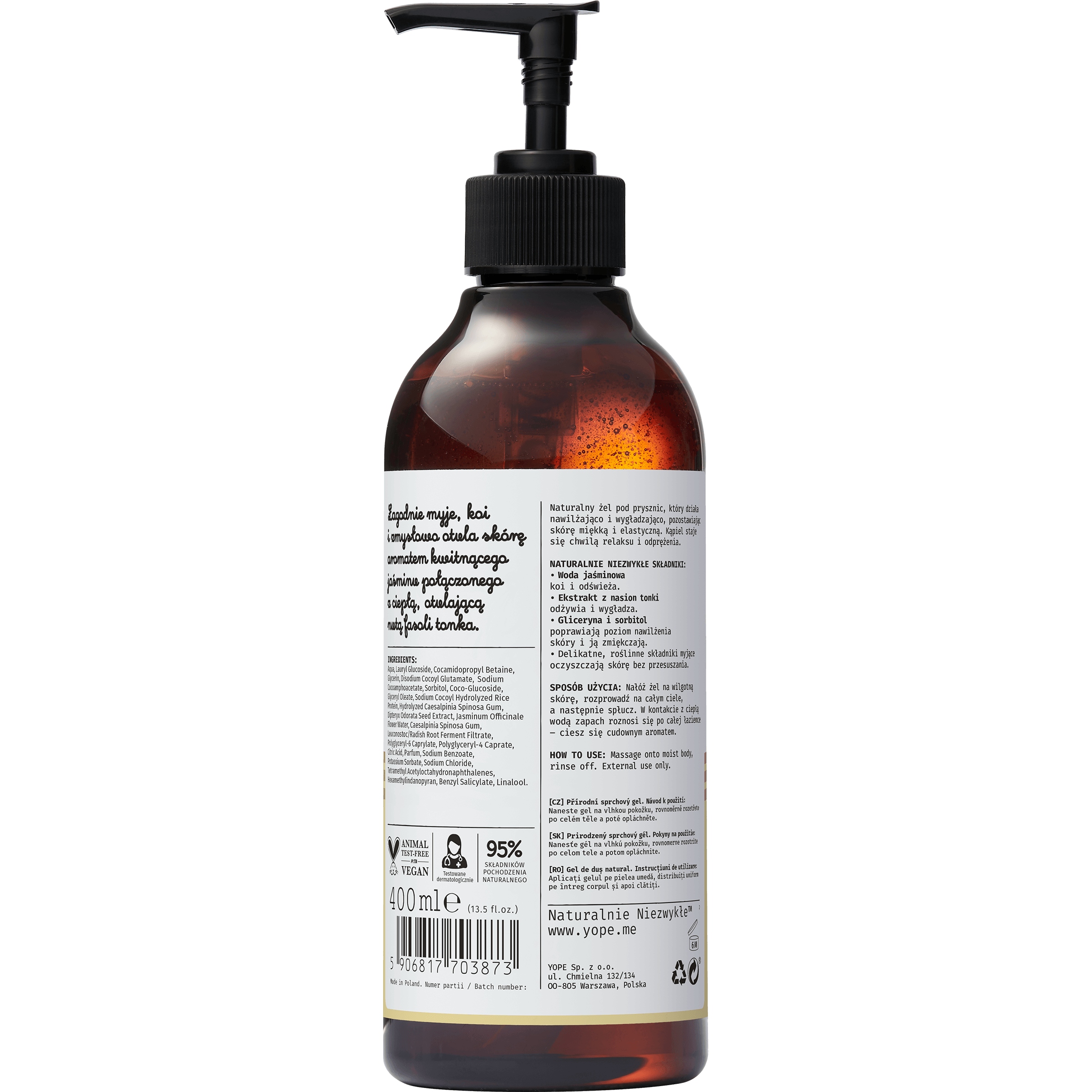 Yope Naturalny żel pod prysznic Jaśmin & Tonka 400ml - obrazek 2