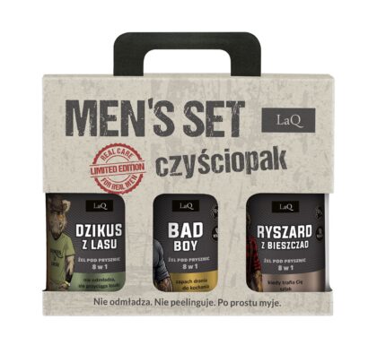 LAQ CZYŚCIOPAK Zestaw męskich żel pod prysznic 3x500ml DZIK BAD BOY RYSZARD