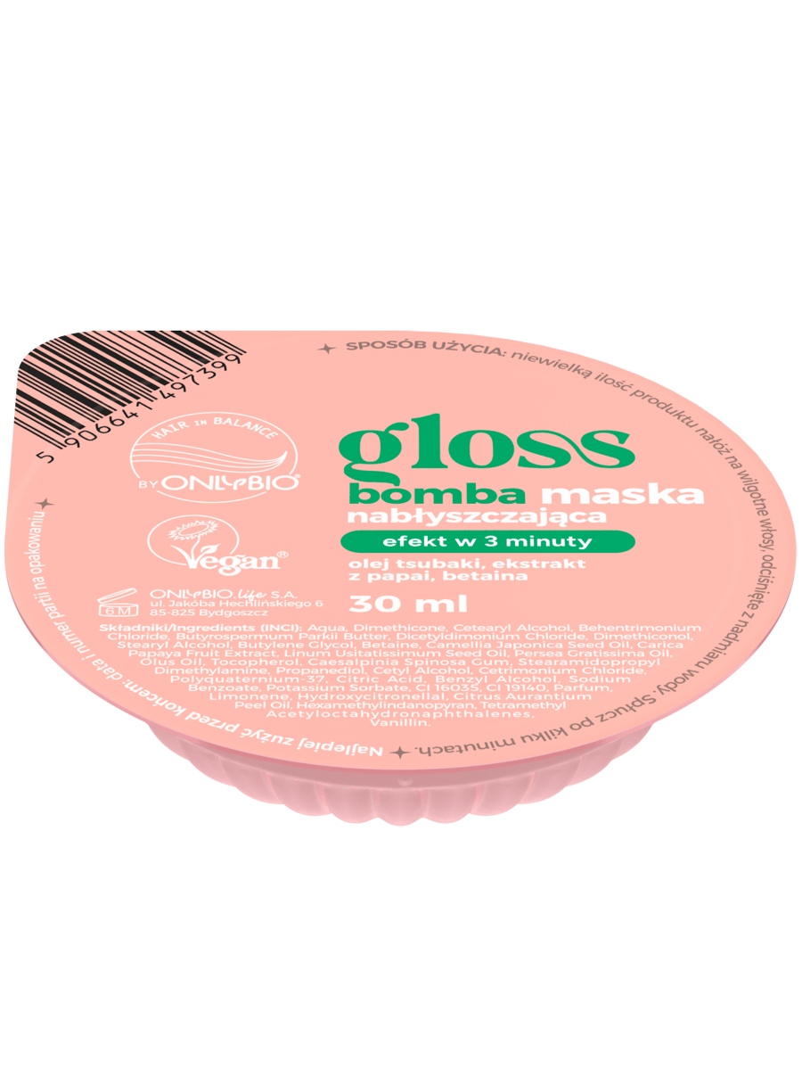ONLYBIO HAIR IN BALANCE Gloss Bomba maska nabłyszczająca 3 minuty papaja - obrazek 2