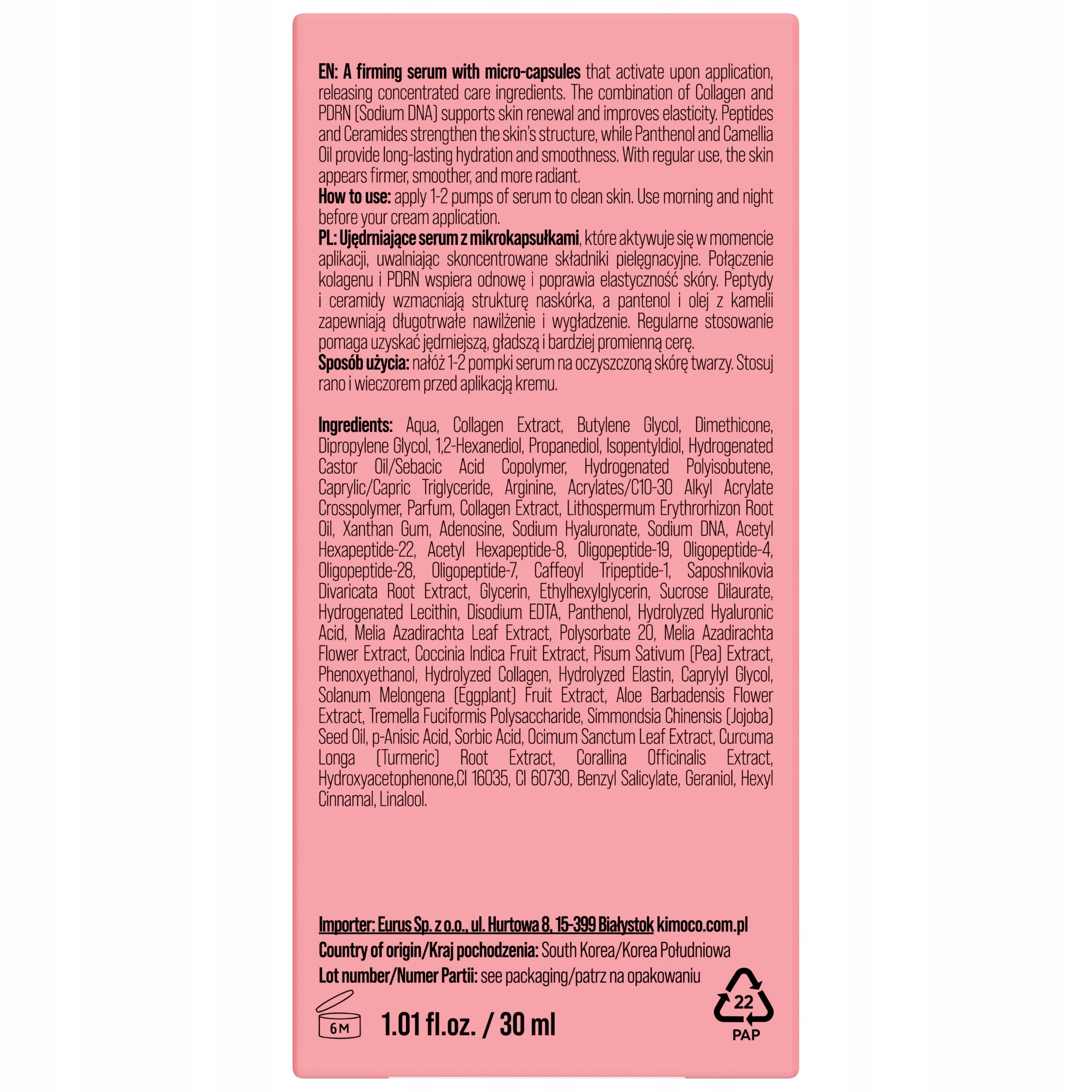 KIMOCO Lift Up Koreańskie Ujędrniające Serum Do Twarzy Mikrokapsułki 30ml - obrazek 9