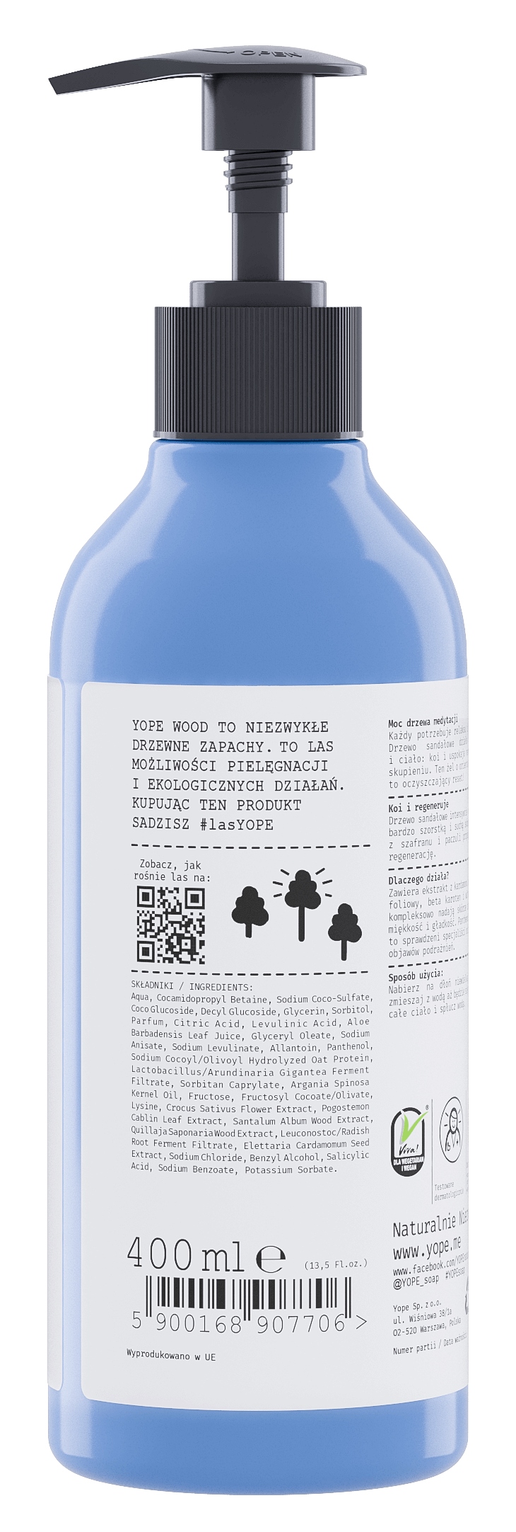 YOPE naturalny żel pod prysznic Drzewo Sandałowe Szafran Patchouli 400 ml - obrazek 6