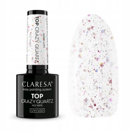 Claresa Top do lakierów hybrydowych Top No Wipe Crazy Quartz 5ml