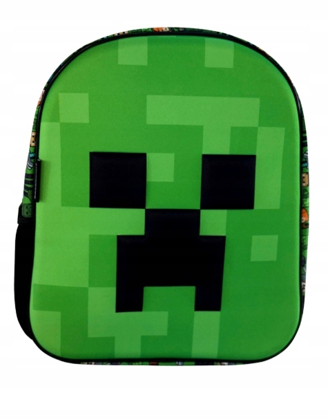 MINECRAFT PLECAK do przedszkola 3D ZIELONY FACE Creeper 33x28x8 cm - obrazek 2