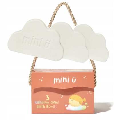Mini U Tęczowe chmurki musujące do kąpieli dla dzieci 3 sztuki