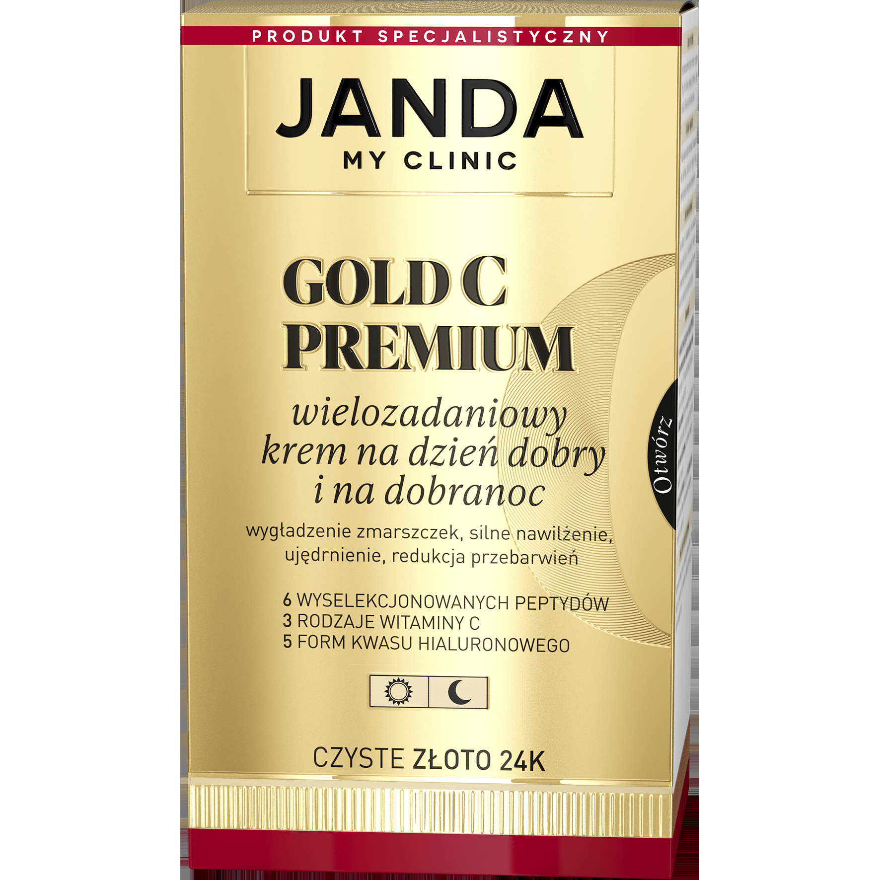 Janda Gold C Premium Krem przeciwstarzeniowy do twarzy dzień i noc 50 ml - obrazek 3