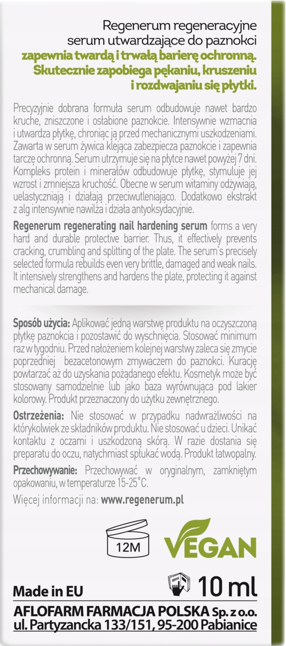 REGENERUM Regeneracyjne serum utwardzające paznokcie WIĘKSZA POJEMNOŚĆ 10ML - obrazek 3