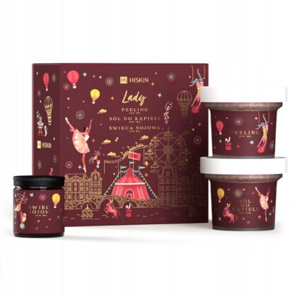 Hiskin Zestaw LADY Peeling + Masło do ciała + Świeca sojowa