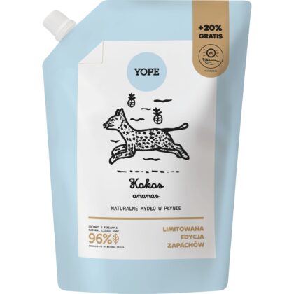 YOPE Refill Zapas naturalnego mydła w płynie Kokos i Ananas 600ml
