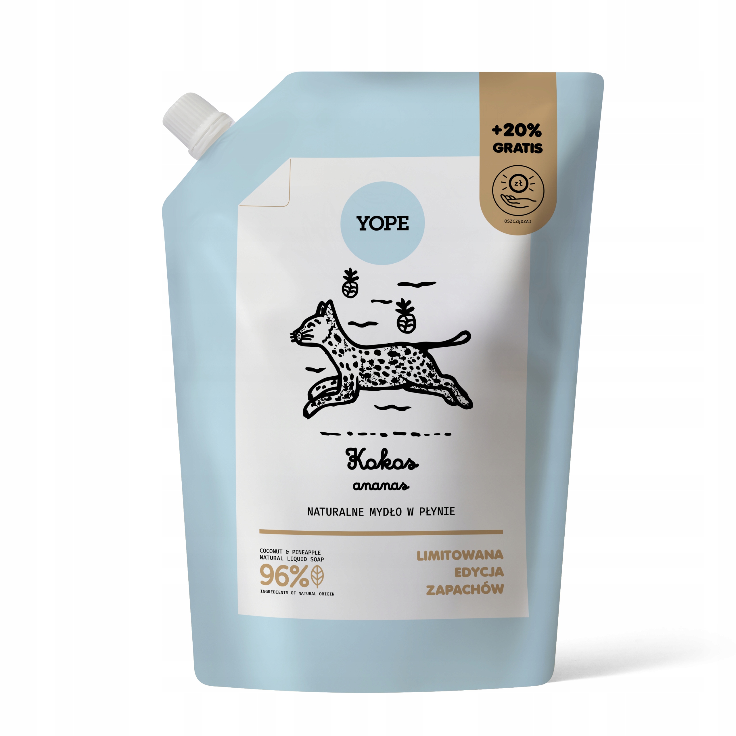 YOPE Refill Zapas naturalnego mydła w płynie Kokos i Ananas 600ml - obrazek 2