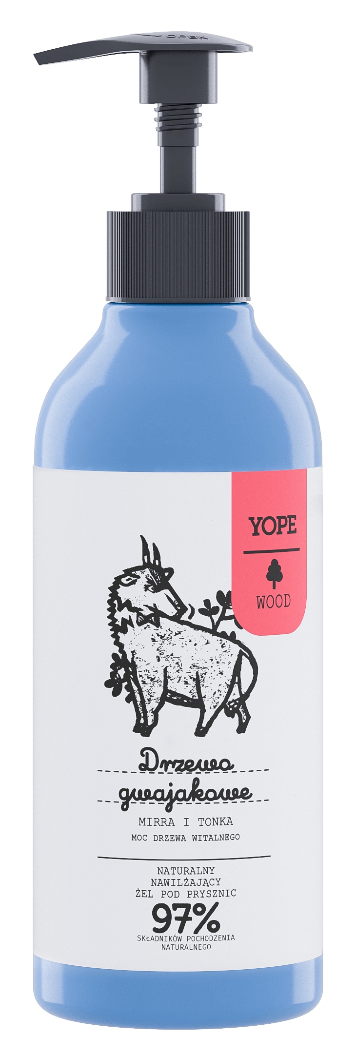 YOPE Wood naturalny żel pod prysznic Drzewo Gwajakowe Mirra i Tonka 400 ml - obrazek 5